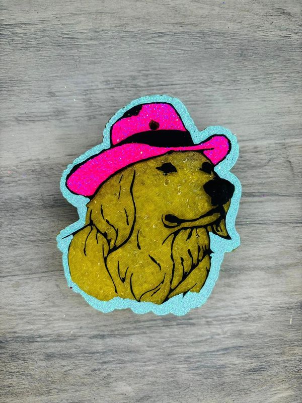 Golden Retriever with cowboy hat