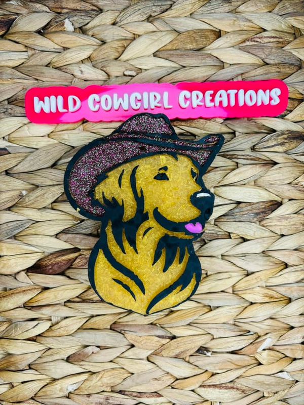 Golden Retriever with cowboy hat- version 2