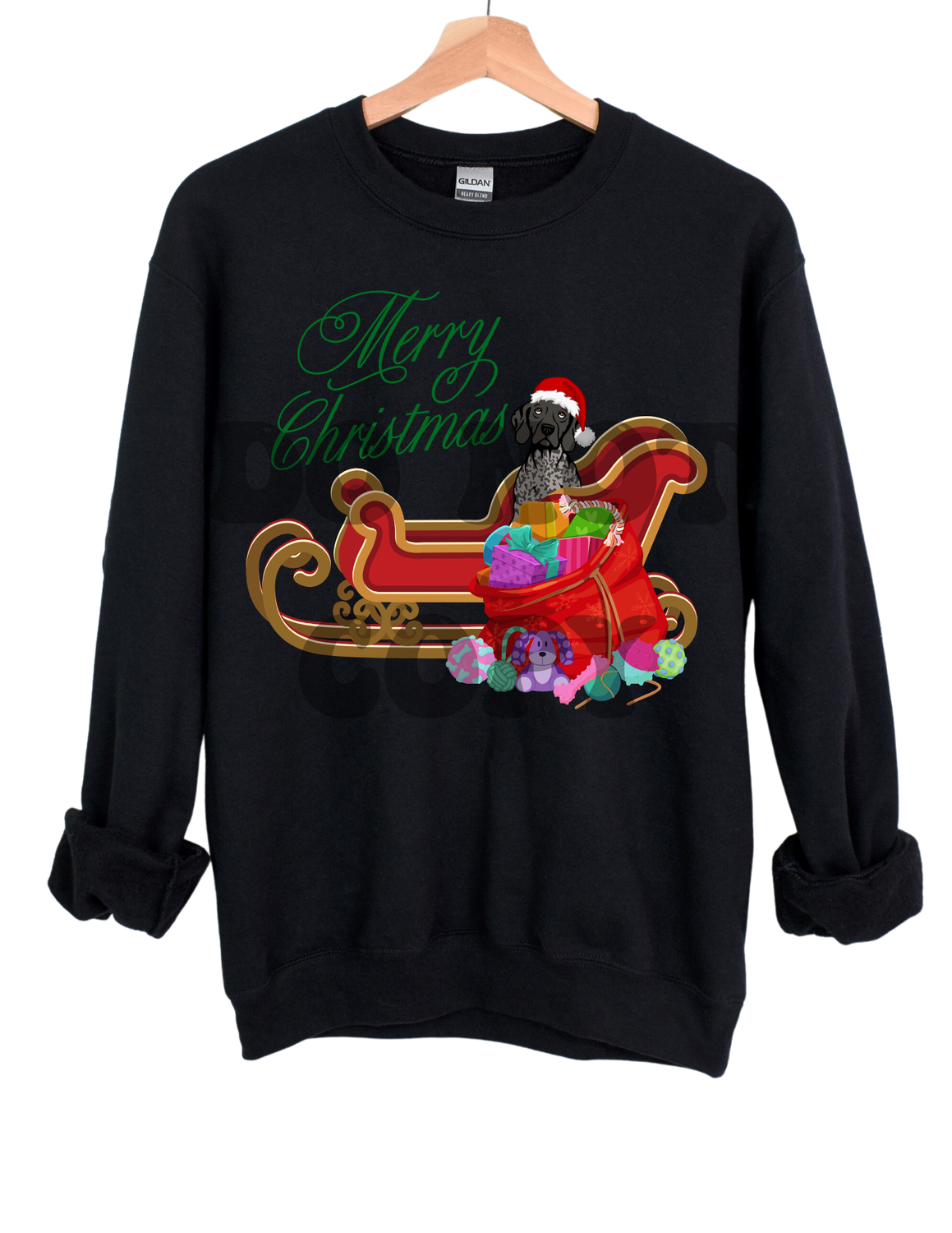 Pointer in santas sleigh