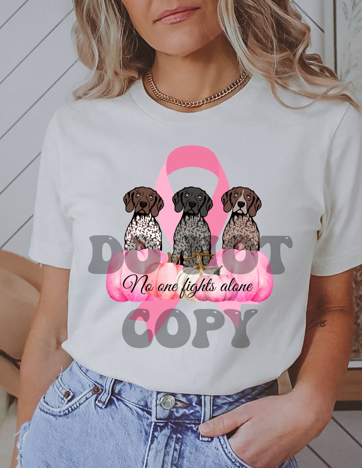 No one fights alone breast cancer tee
