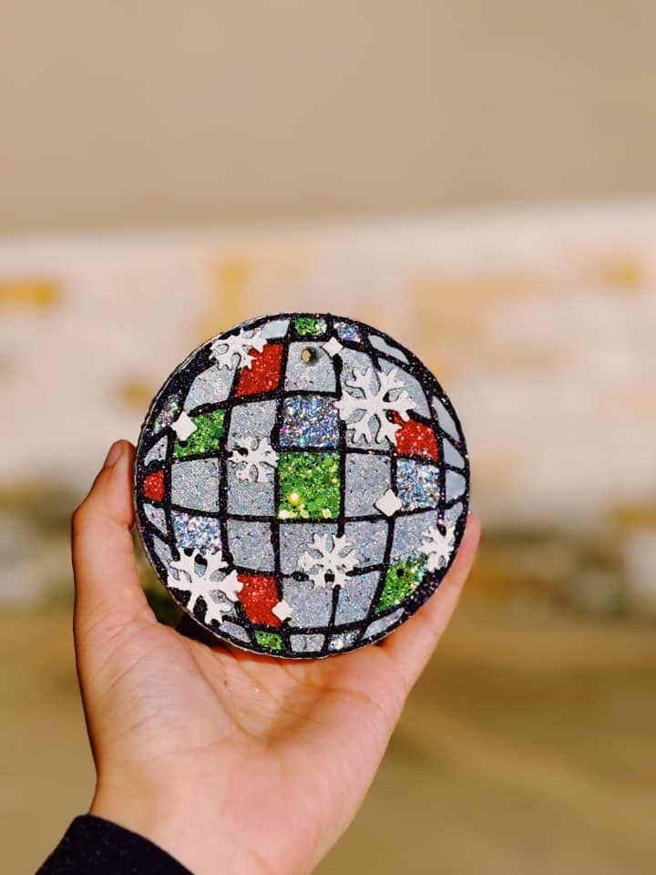 Disco ball with snowflakes