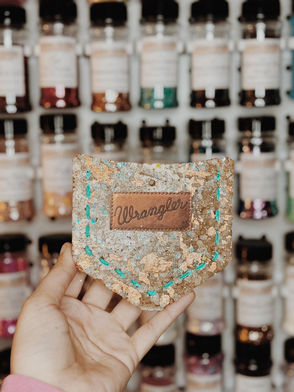 Turquoise Copper Flake Wrangler Pocket