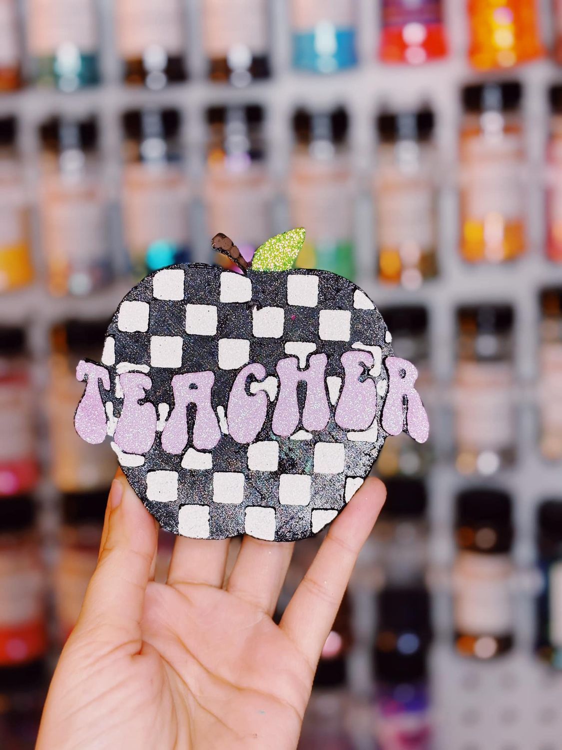 Teacher Apple Checkered