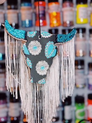 Turquoise Cowgirl Bull Skull