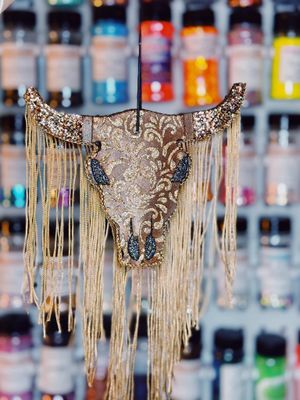 Tooled Leather Bull Skull