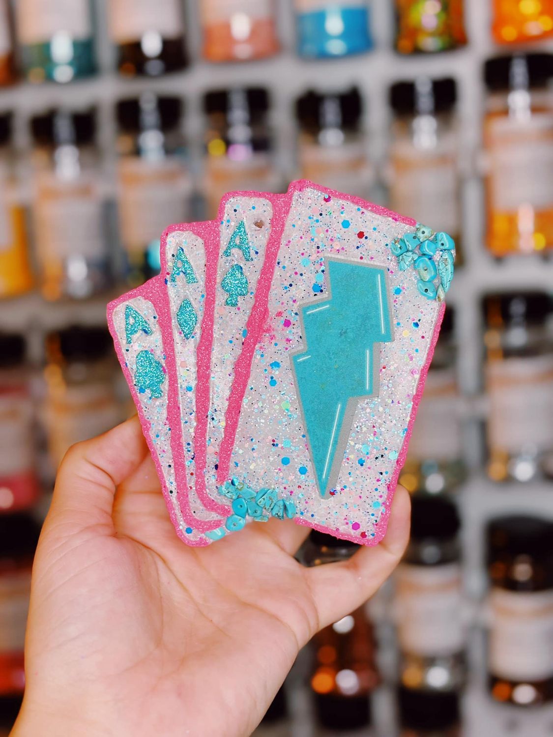 Cards with Turquoise Stones and Bolt