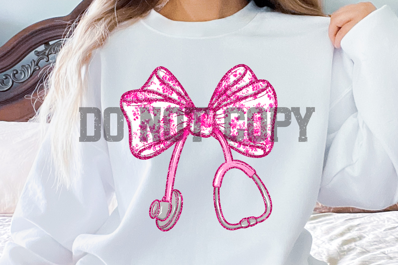 Pink floral stethoscope bow