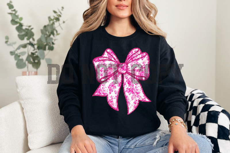 Pink floral bow tee