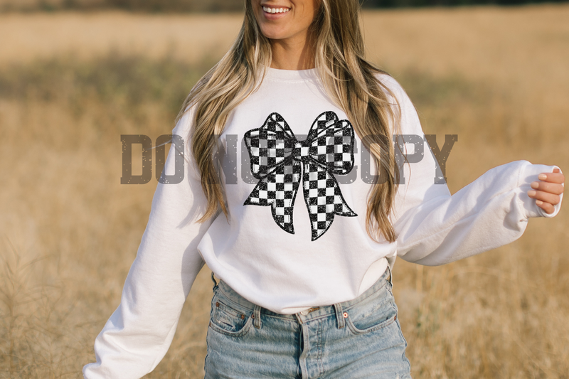 Checkered bow tee