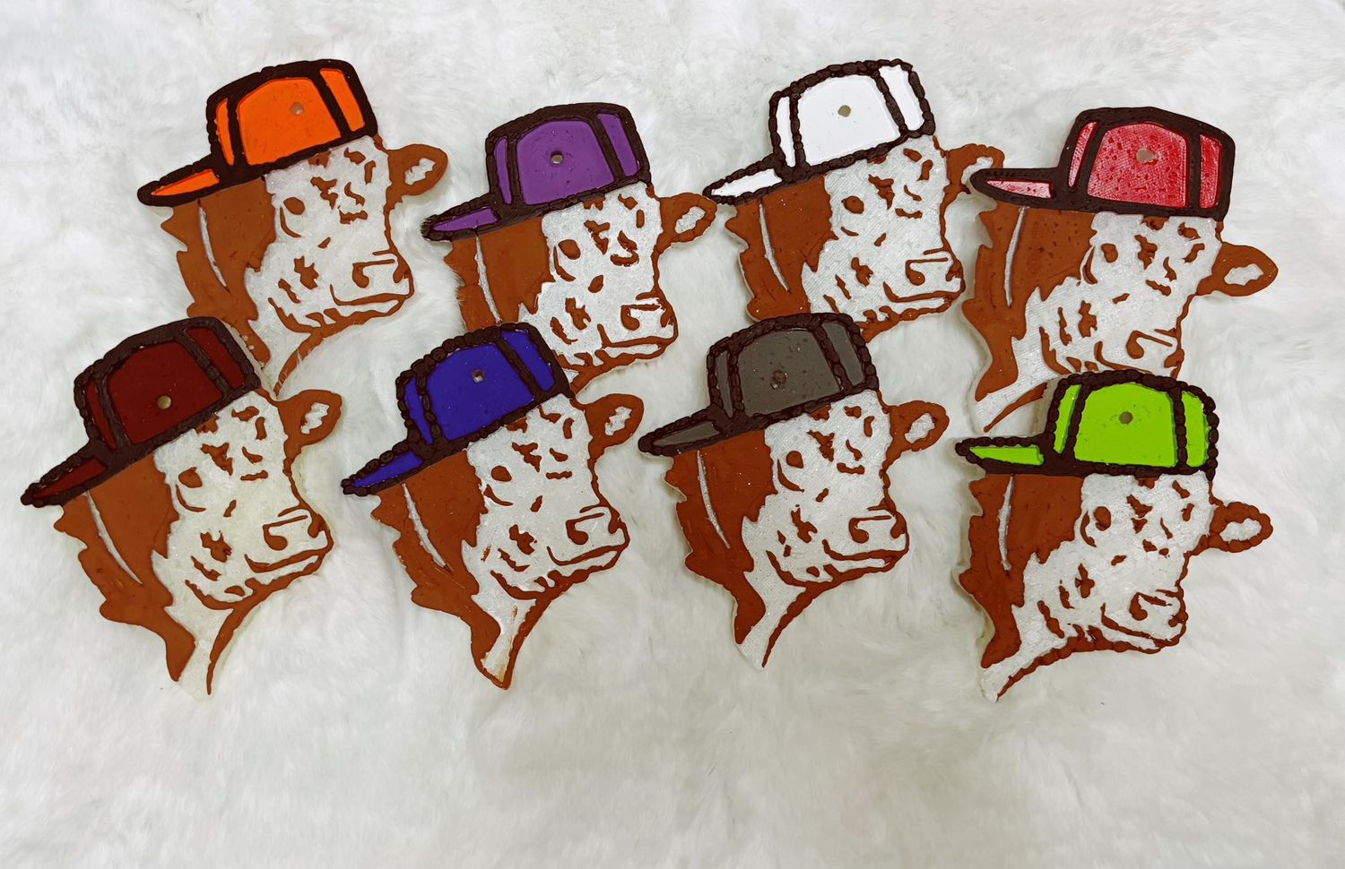 Cow with backwards hat