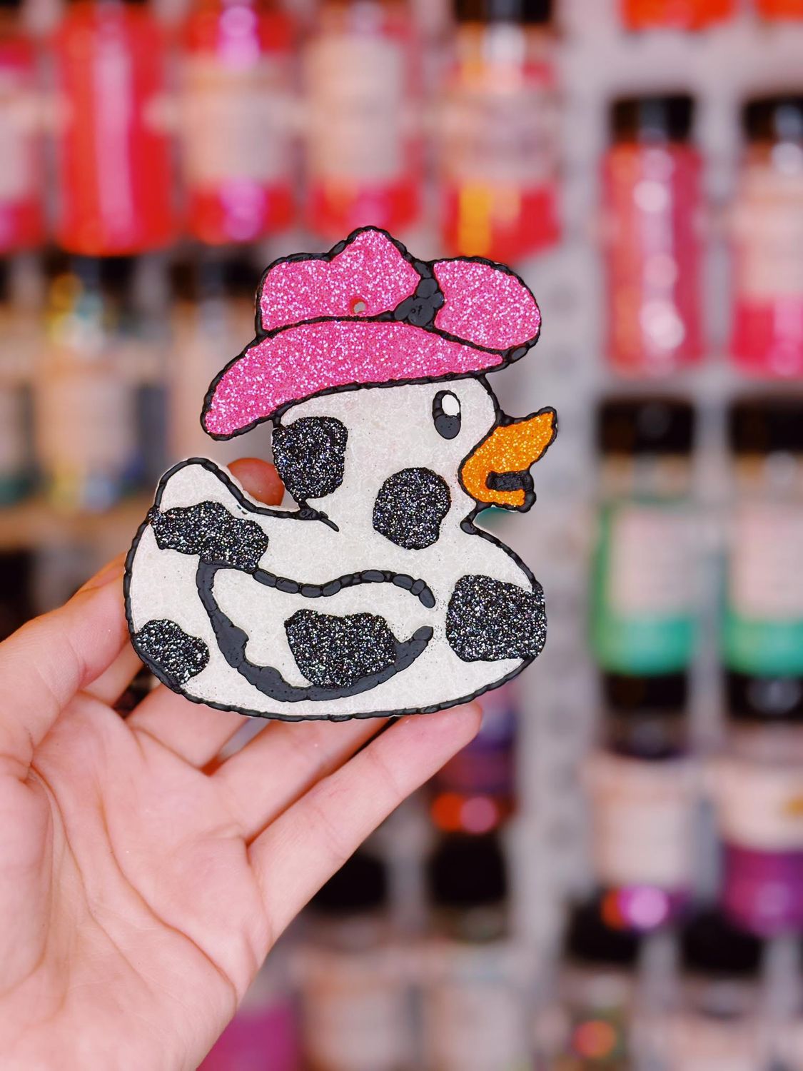 Cow print duck