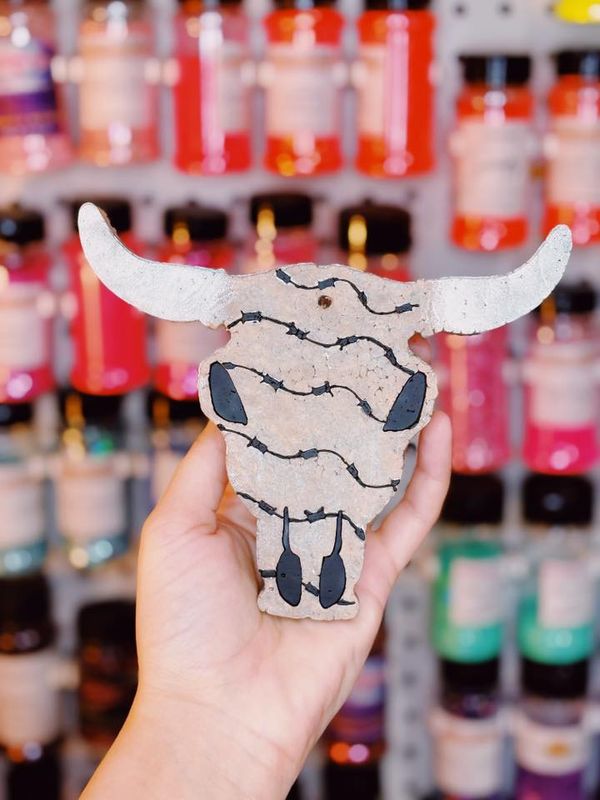 Barbwire Bull Skull