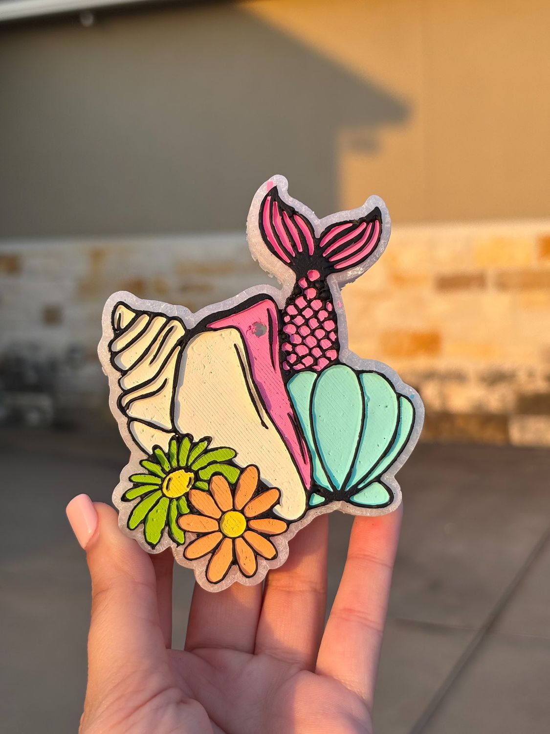 Mermaid tail and seashells