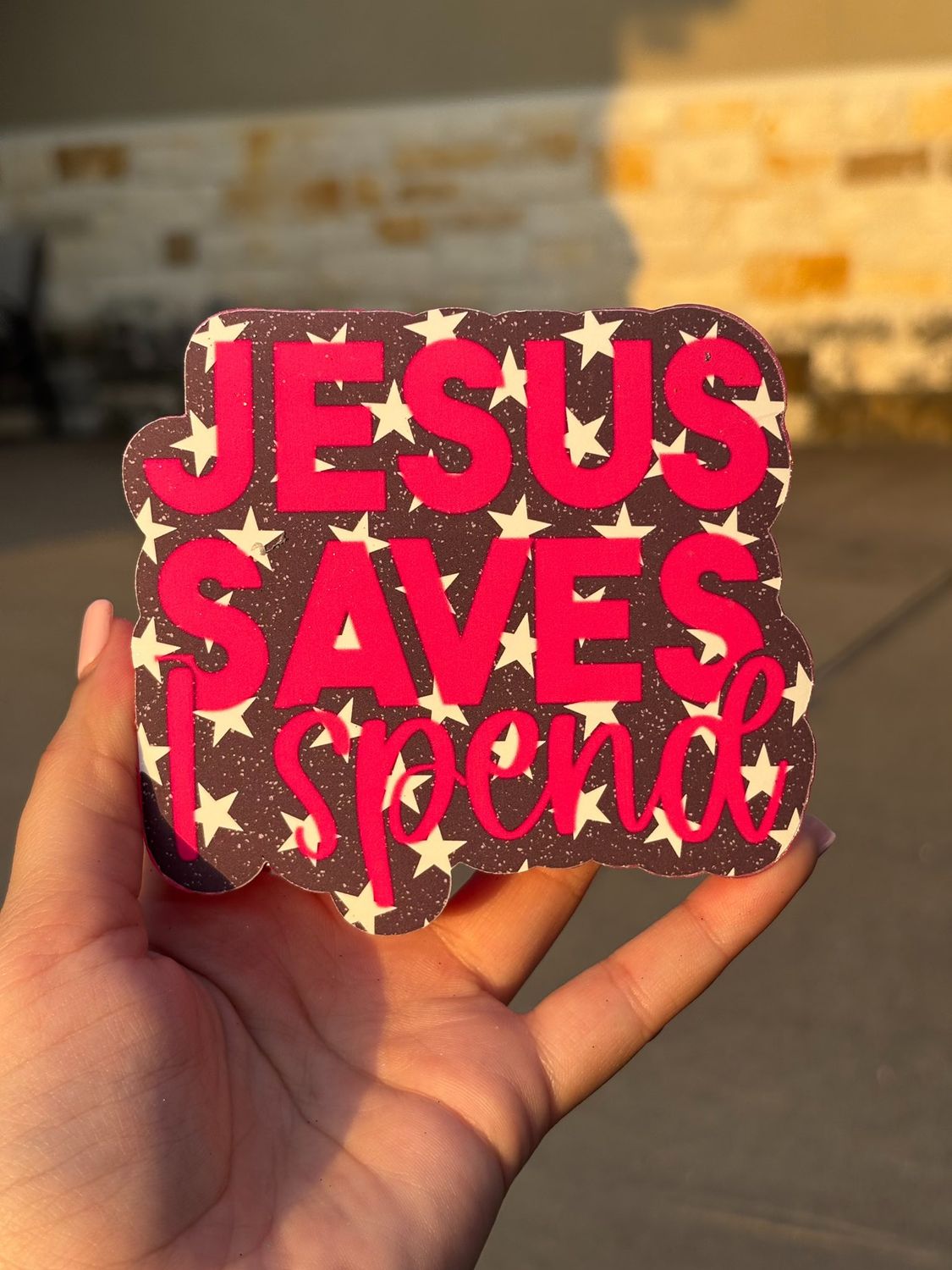 Jesus saves i spend mystery design cardstock