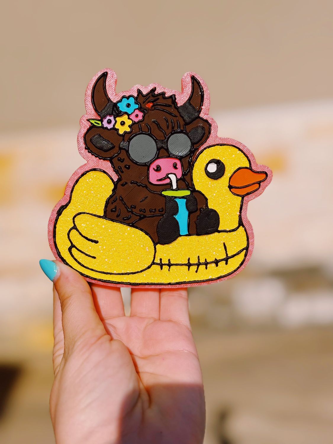 Highland in duck floaty