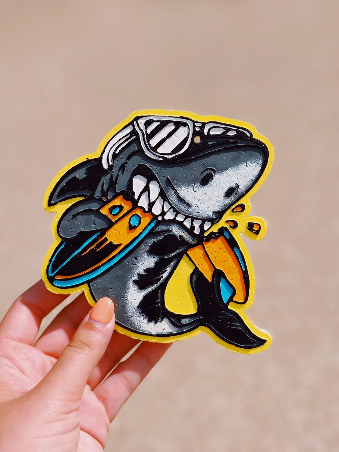 Shark and surfboard