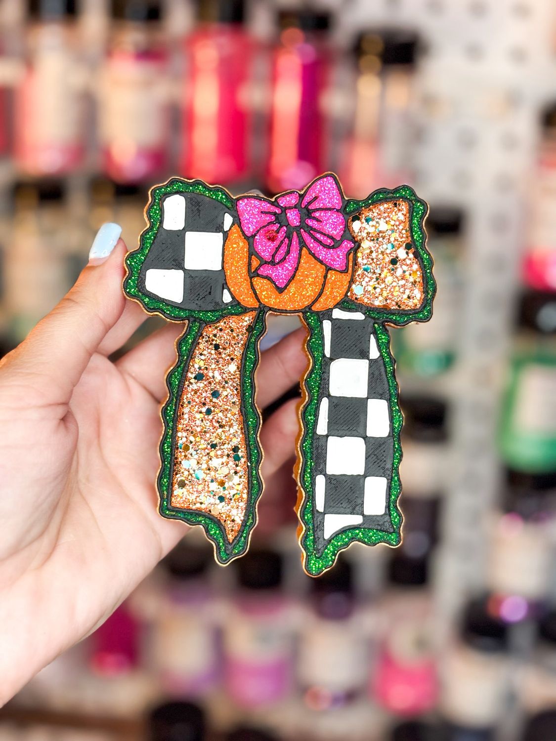 Pumpkin checkered bow