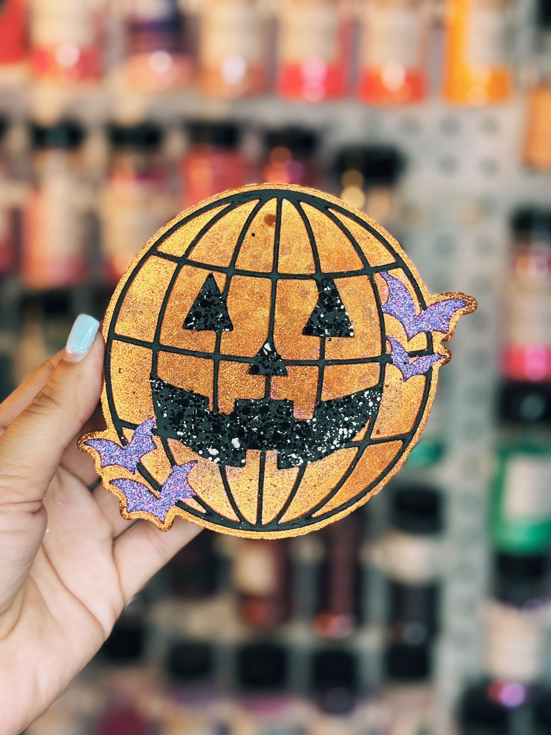Disco pumpkin with bats