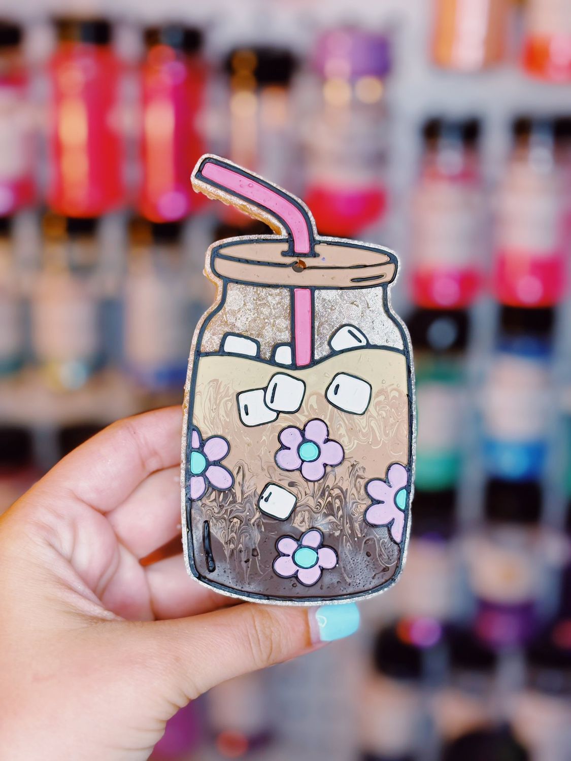 Iced Coffee with flowers