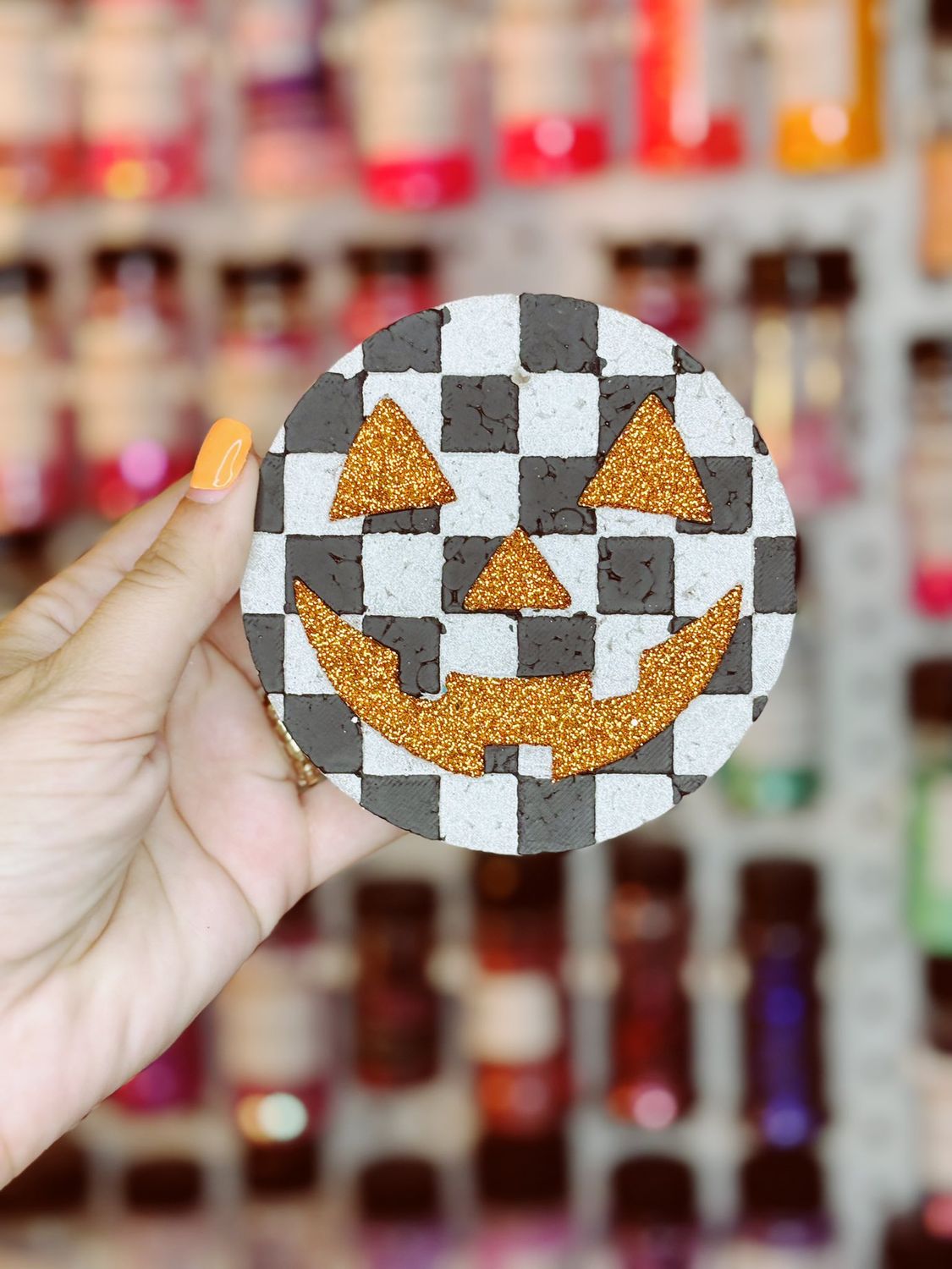 Round Checkered Jack O Lantern