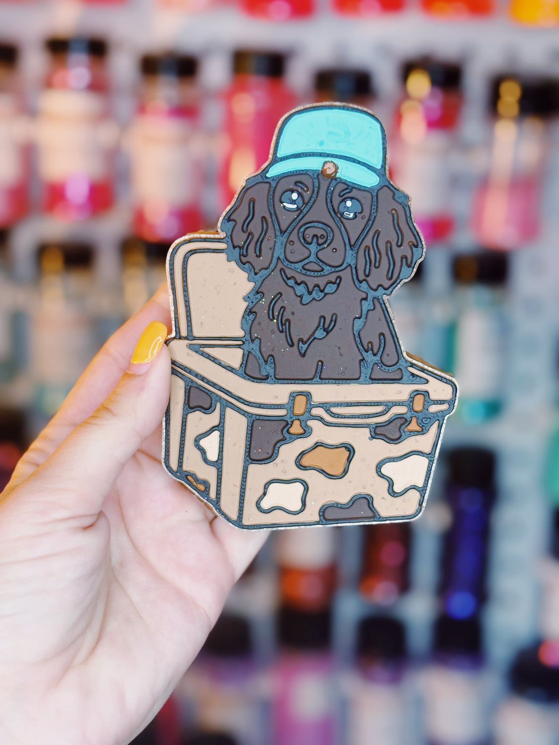 Spaniel in cooler