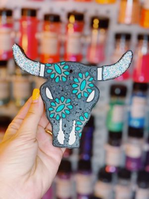 Turquoise Squash Stones Bull Skull
