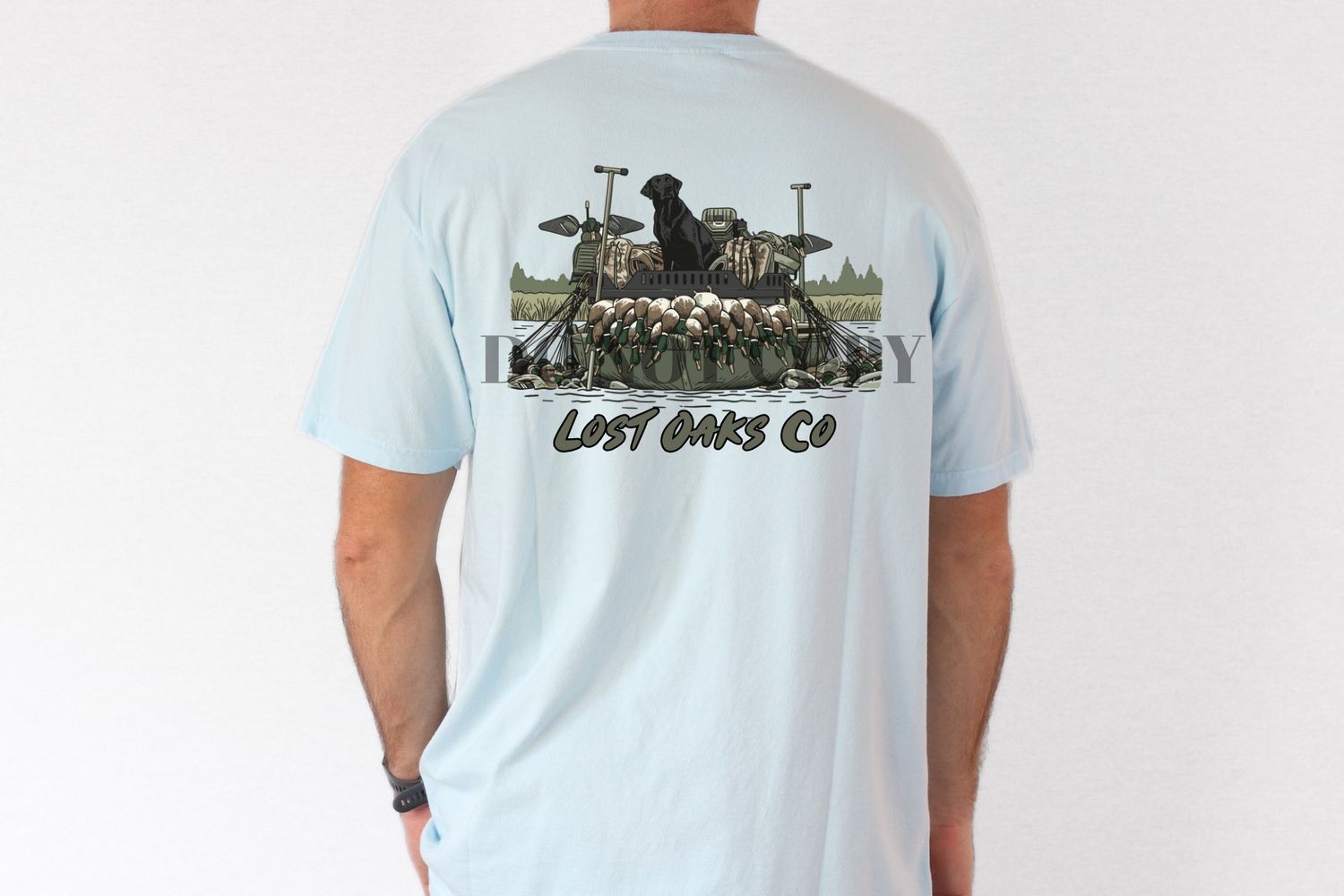 Lab and ducks on boat tee