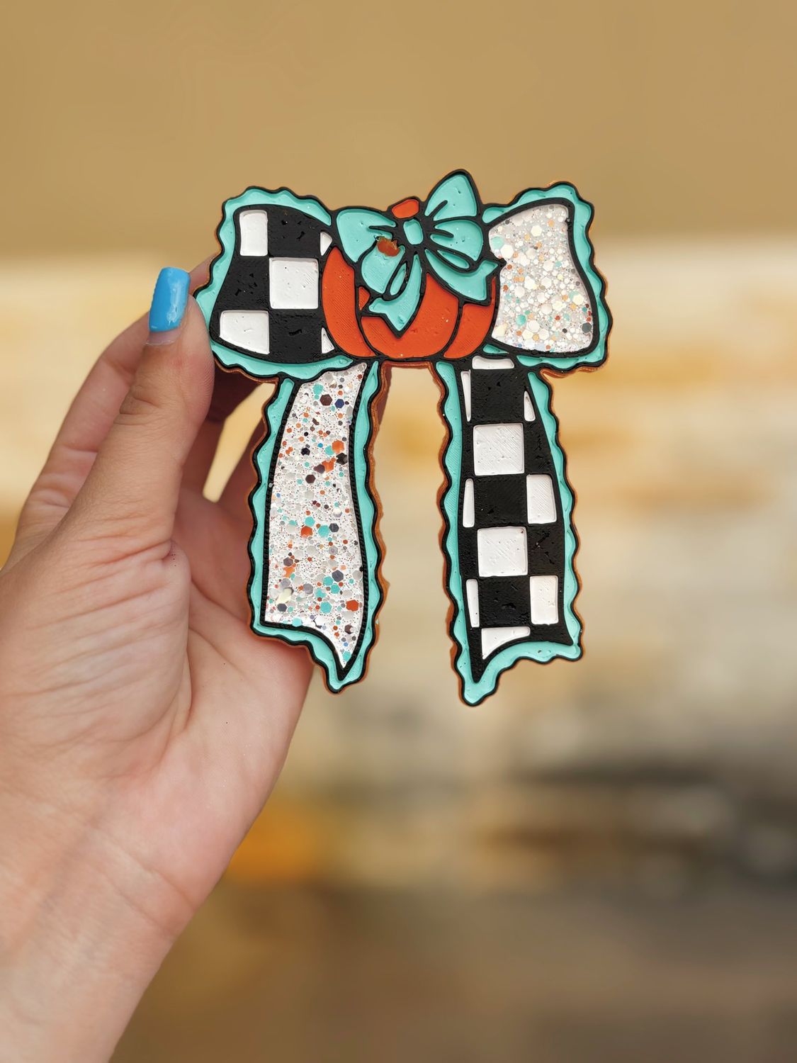 Pumpkin checkered bow