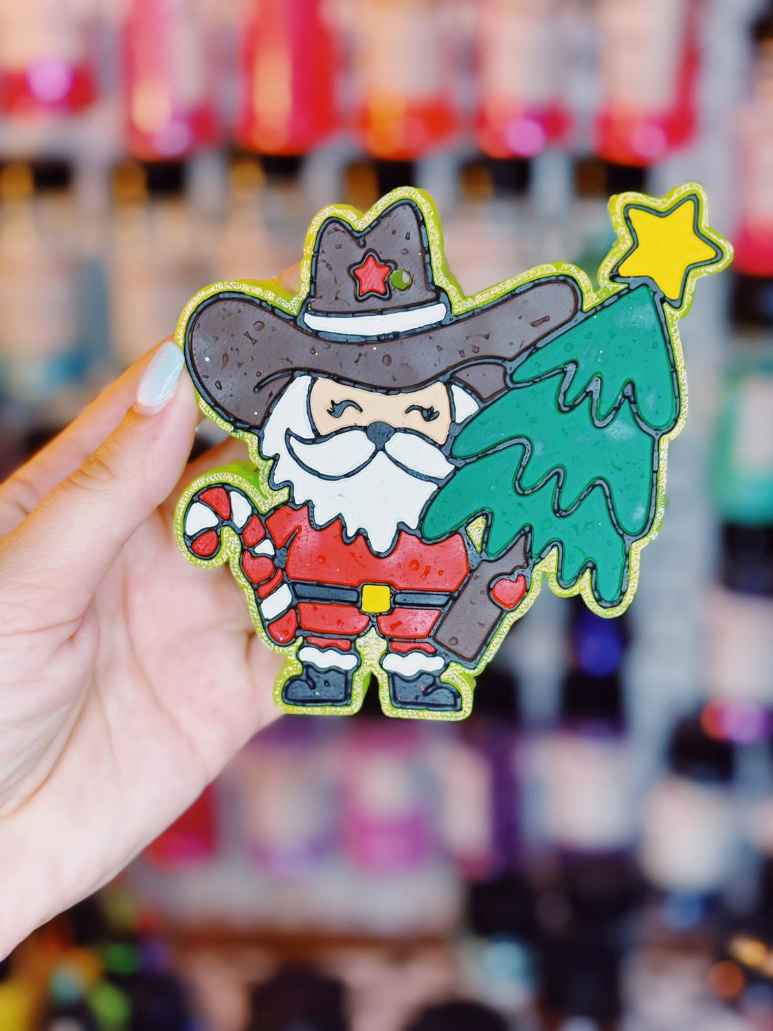 Cowboy santa with tree