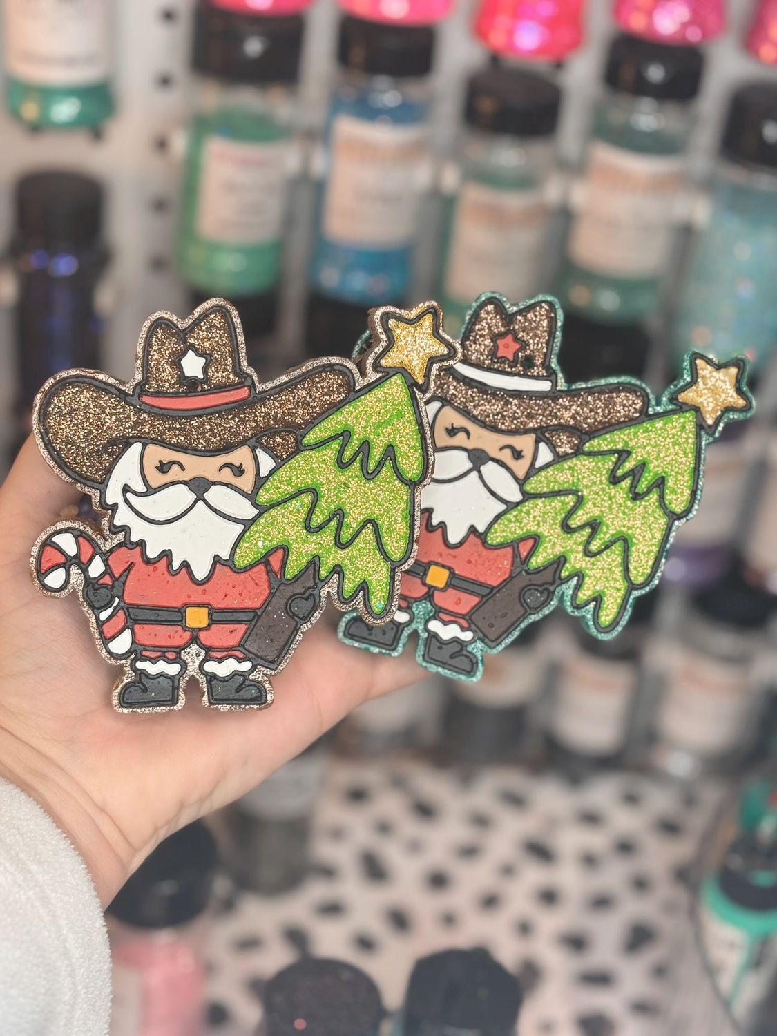 Cowboy santa with tree