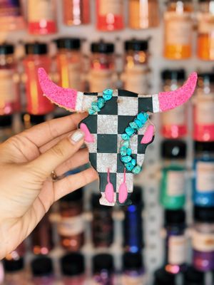 Checkered Bull Skull