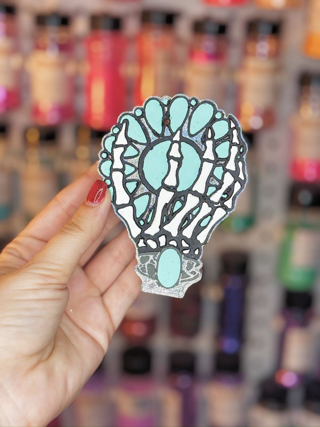 Skeleton turquoise hand