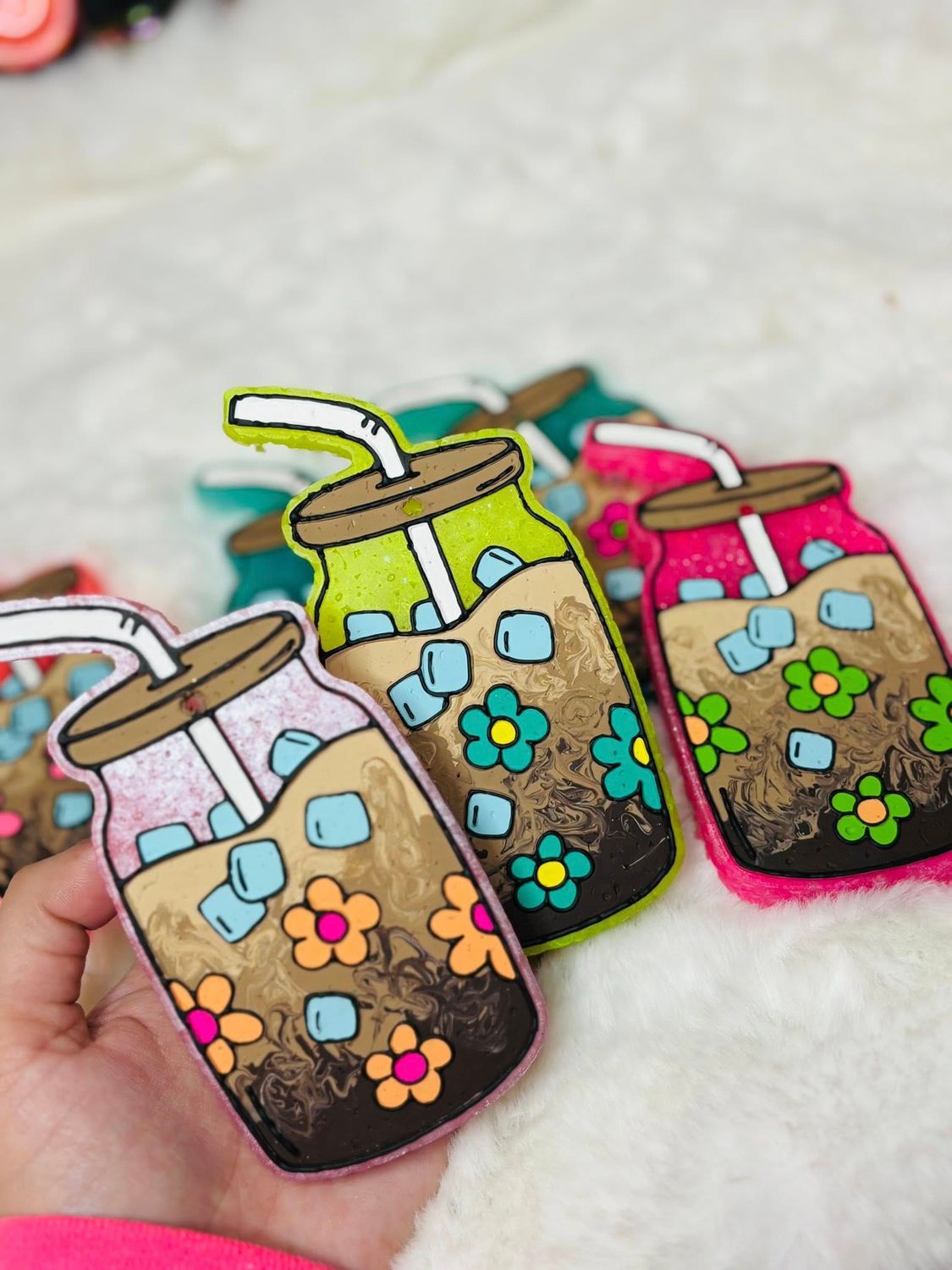 Iced Coffee with flowers