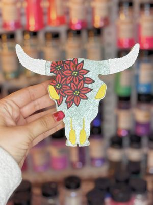 Poinsetta Bull Skull