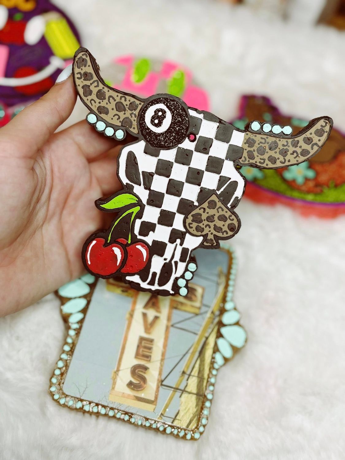 Western Checkered Bull Skull