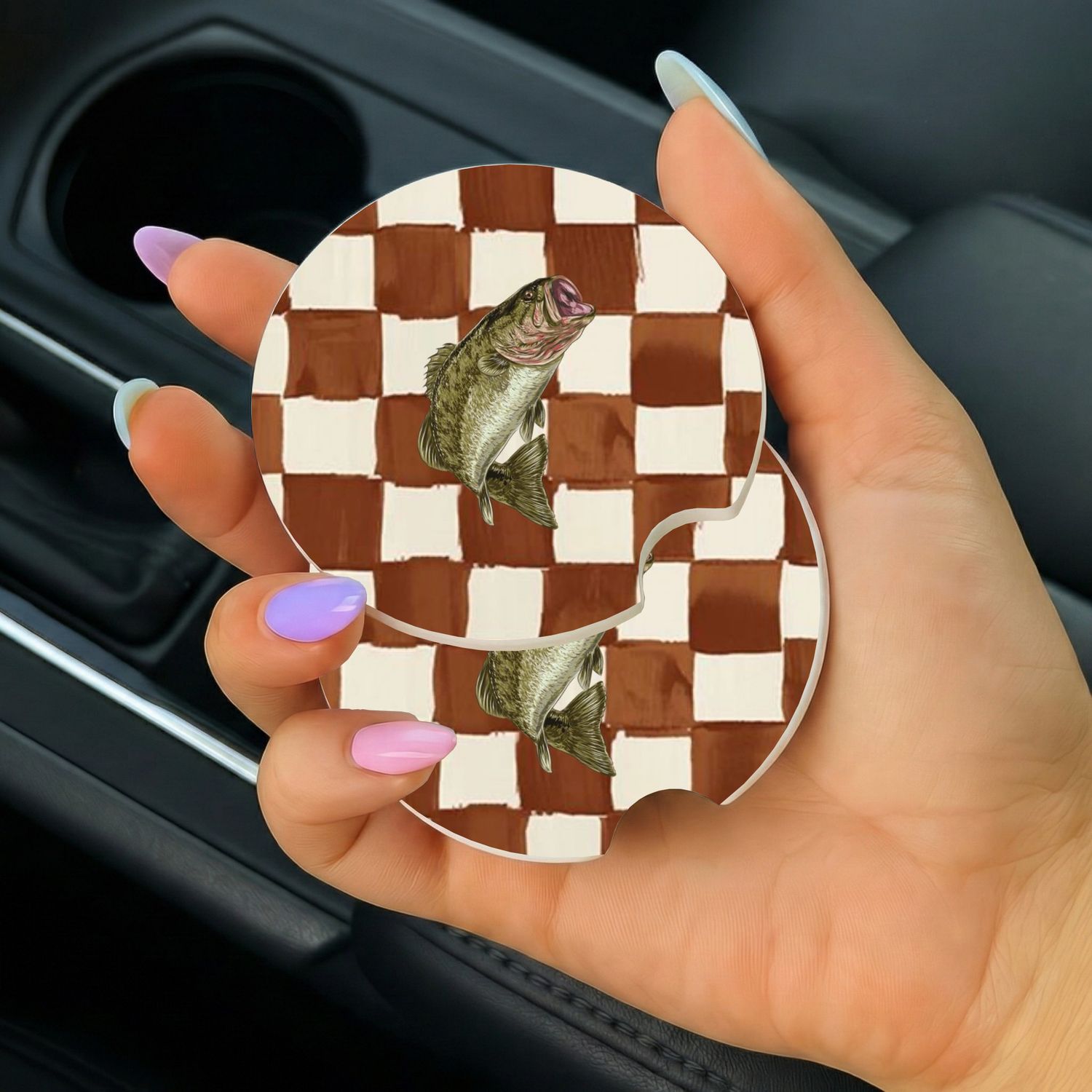 Car Coasters Checkered Bass