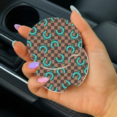 Car Coasters Checkered Squash