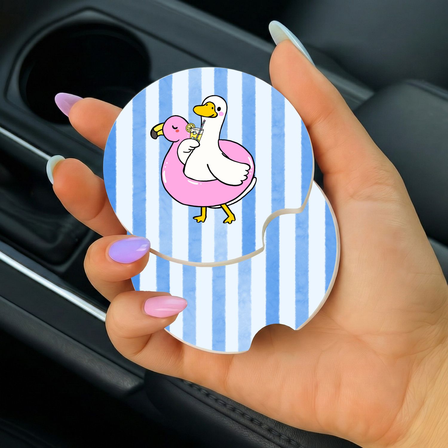 Car Coasters Striped Goose