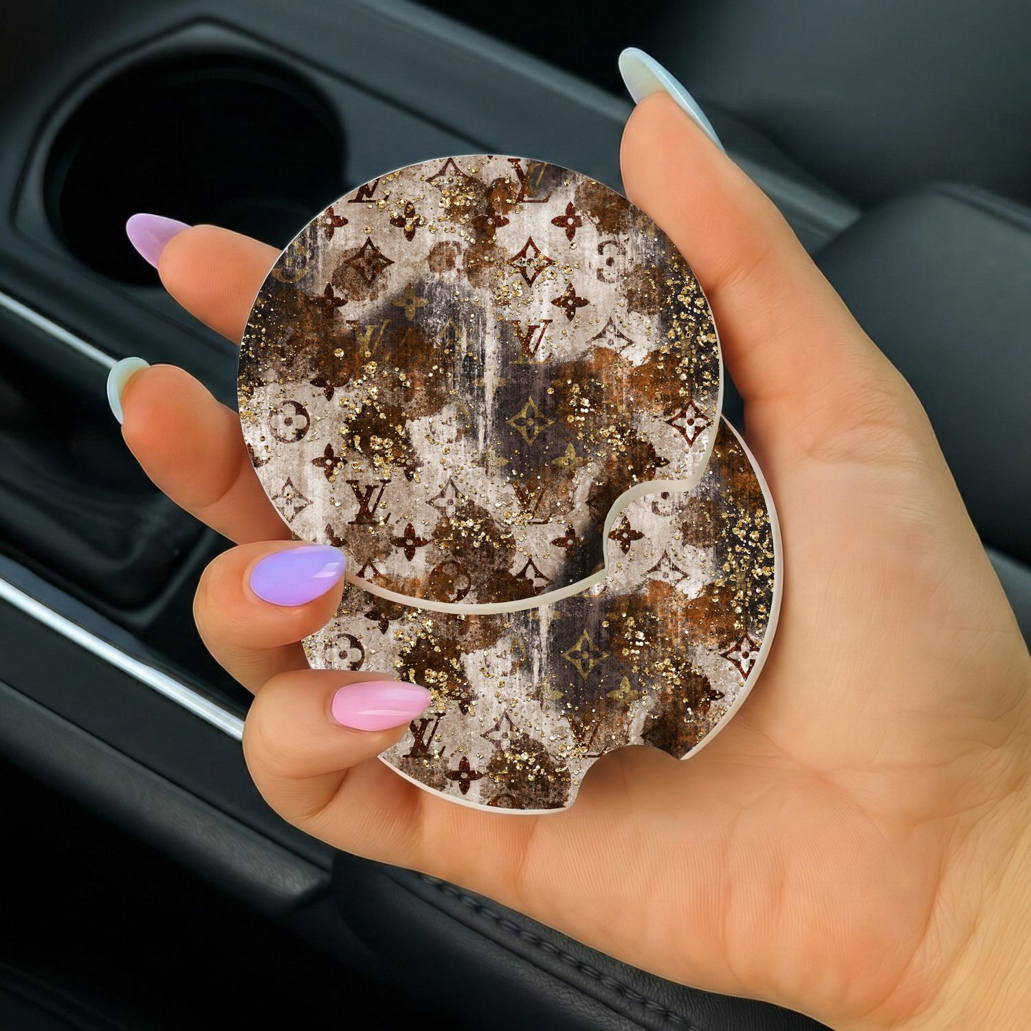 Car Coasters Distressed Brown