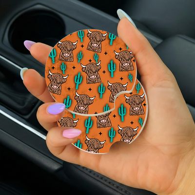 Car Coasters Highland Cows
