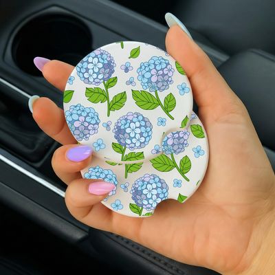 Car Coasters Blue Hydrangeas #2
