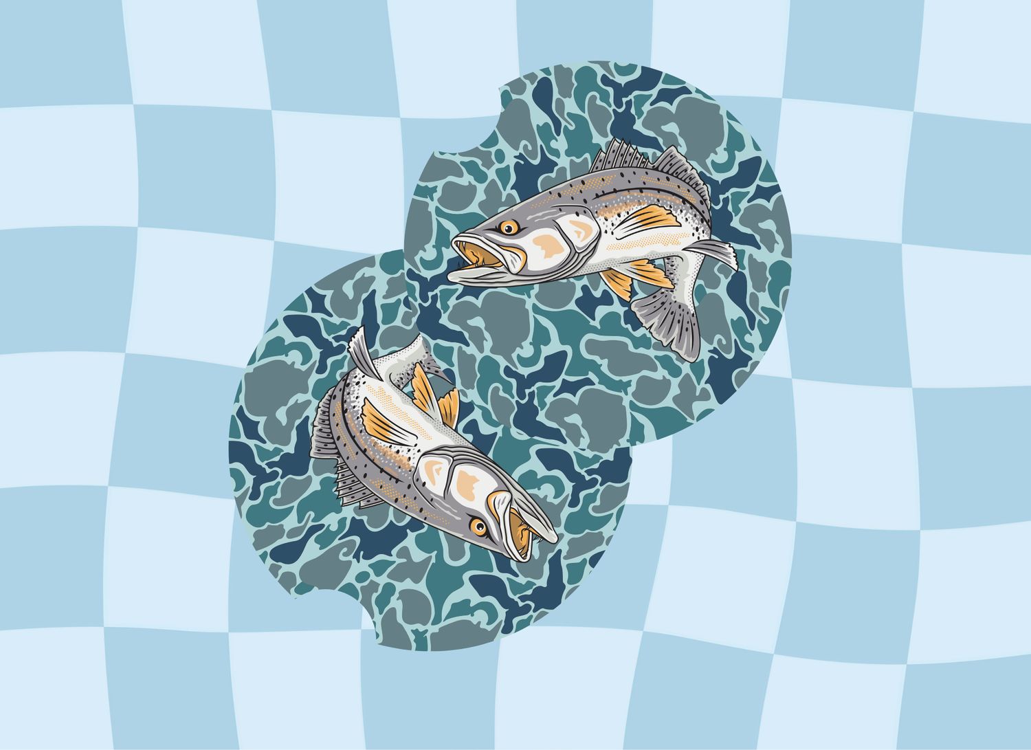 Car Coasters Trout Camo