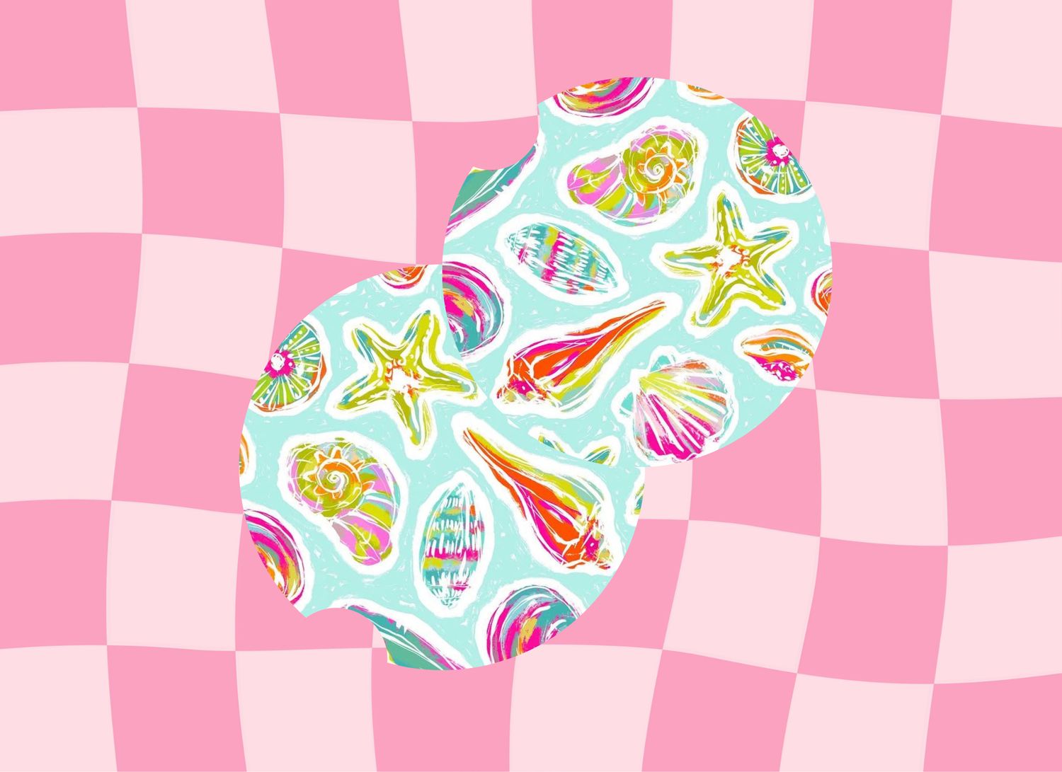 Car Coasters Preppy Seashells
