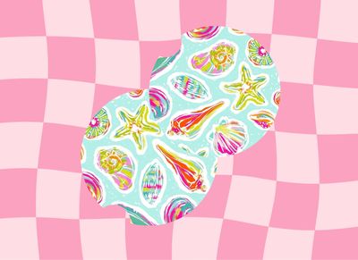 Car Coasters Preppy Seashells