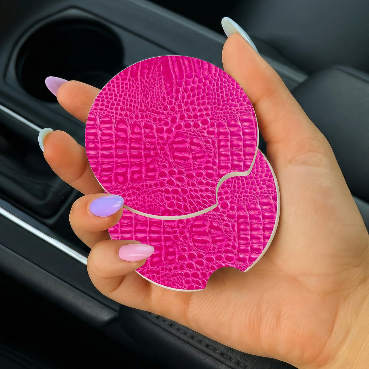 Car Coasters Pink Croc