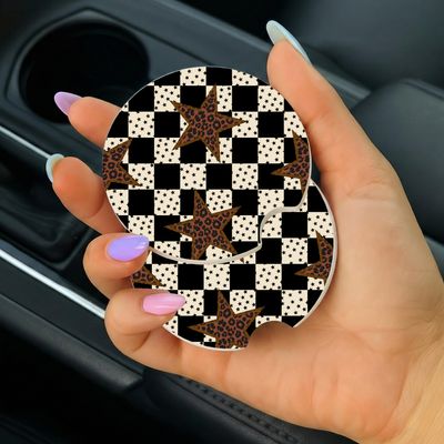 Car Coasters Checkered Stars