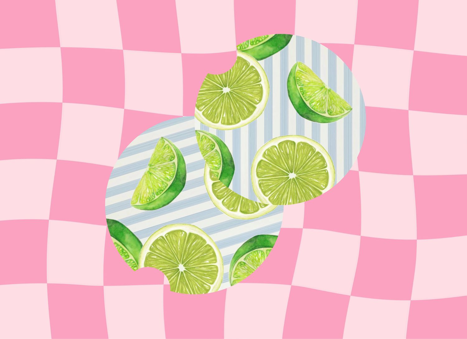 Car Coasters Striped Limes