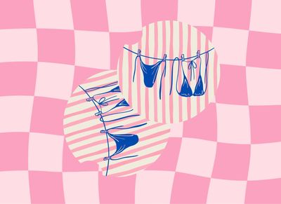 Car Coasters Pink Stripe Bikini