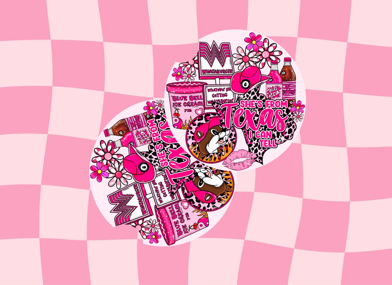 Car Coasters Pink Texas Collage