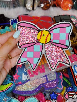 Softball/ Baseball Checkered Bow
